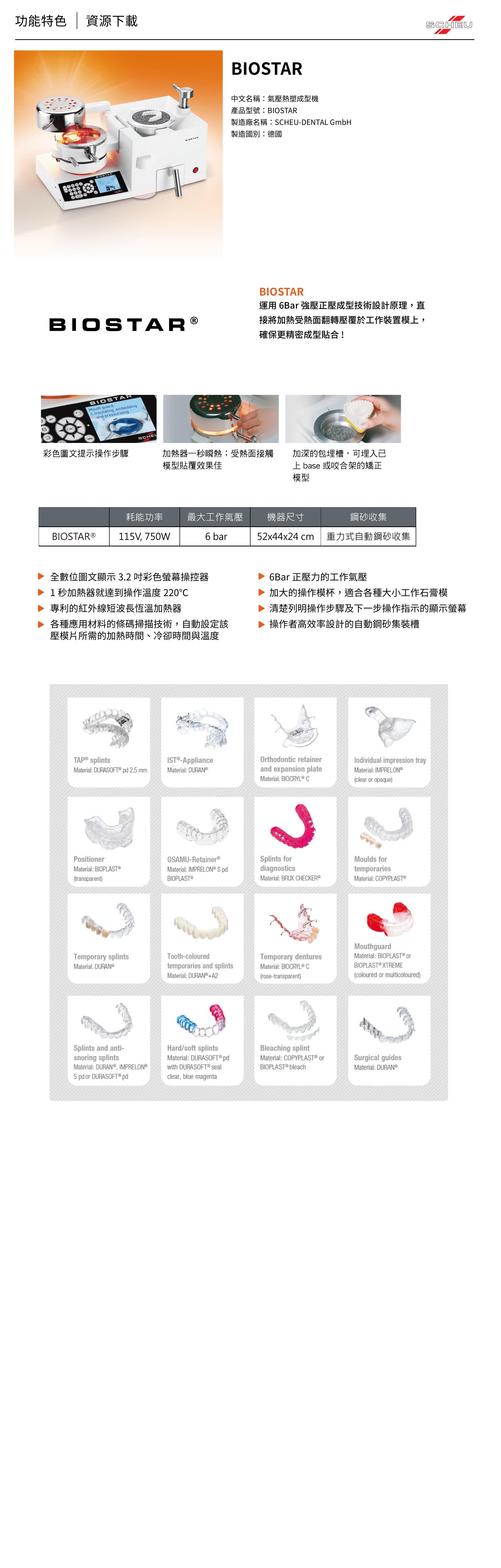 SCHEU BIOSTAR 產品功能與規格